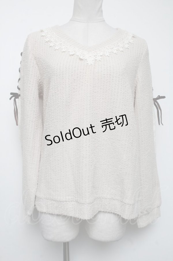 画像1: axes femme / 袖レースアップカットプルオーバー  ベージュ S-25-04-19-016-AX-BL-HR-ZS (1)