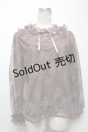 画像: axes femme / ローズレースフリルトップス  ブラウン S-25-04-19-028-AX-TO-HR-ZI