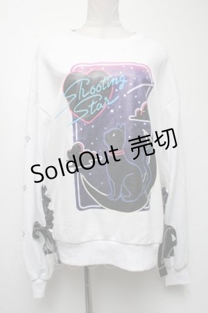 画像: LISTEN FLAVOR / 月夜の黒猫レースアッププルオーバー  白 S-25-04-19-003-PU-TO-AS-ZS