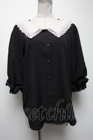 画像: axes femme POETIQUE / レース襟ブラウス  黒 S-25-04-19-032-AX-BL-HR-ZS