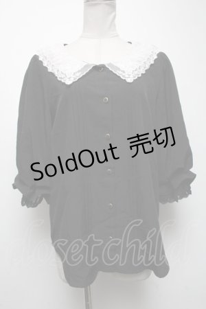画像: axes femme POETIQUE / レース襟ブラウス  黒 S-25-04-19-032-AX-BL-HR-ZS