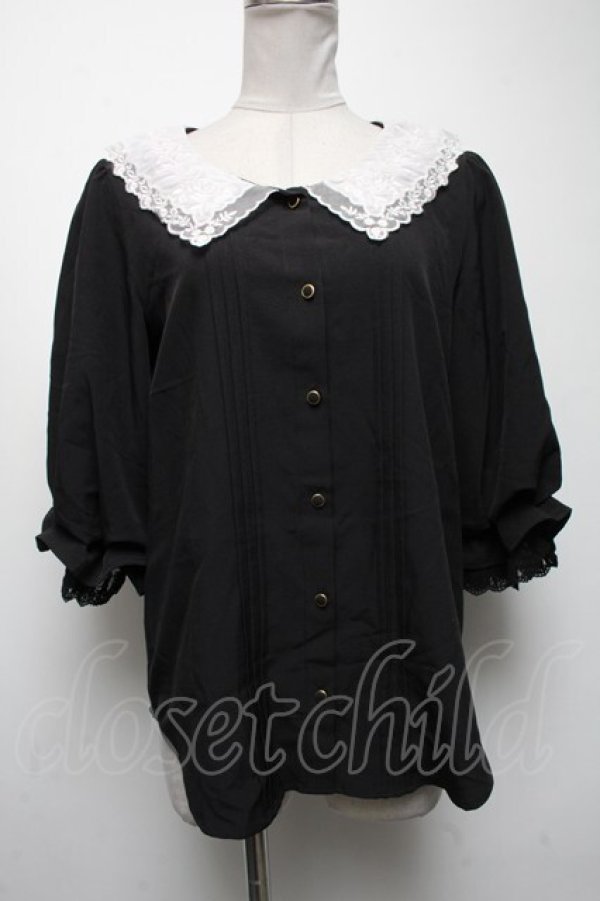 画像1: axes femme POETIQUE / レース襟ブラウス  黒 S-25-04-19-032-AX-BL-HR-ZS (1)