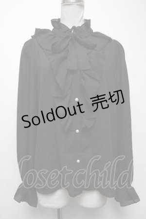 画像: axes femme kawaii / ボウタイ付きフリルブラウス  黒 S-25-04-19-036-AX-BL-HR-ZS