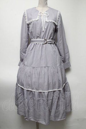 画像: axes femme / セーラー襟ティアードワンピース  グレー S-25-04-19-037-AX-OP-HR-ZS