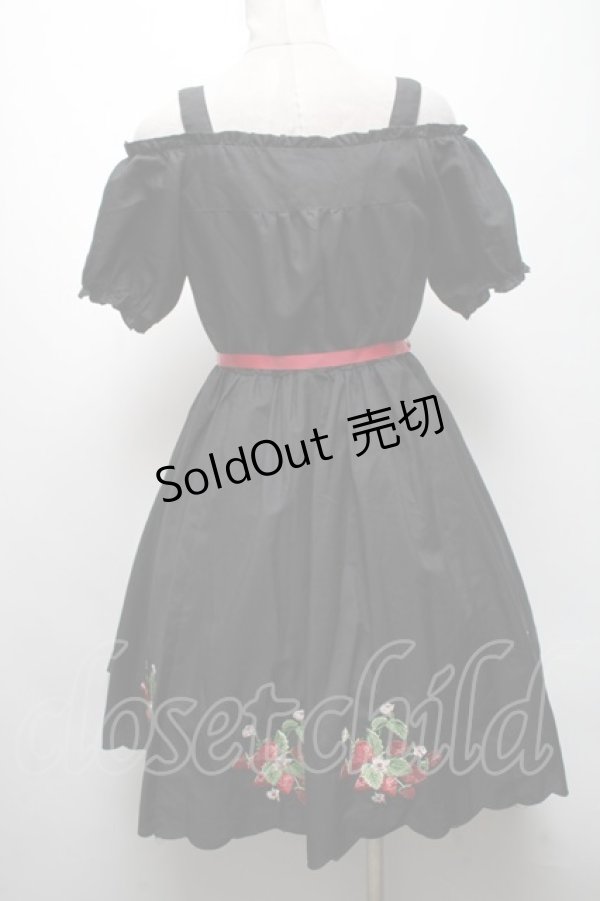 画像2: Ank Rouge / いちご刺 ワンピース  黒 S-25-04-19-044-CA-OP-HR-ZS (2)