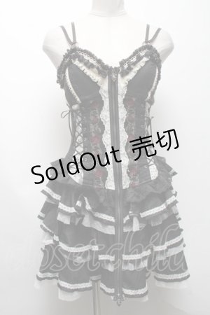 画像: OZZ ANGELO / 薔薇刺繍コルセットジャンパースカート  グレー S-25-04-19-046-OO-OP-AS-ZS