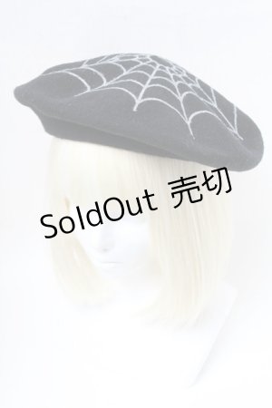 画像: Q-pot. / 蜘蛛の巣ベレー帽  黒 S-25-04-23-004-QP-AC-AS-ZS
