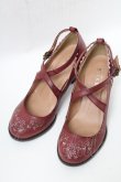 画像1: axes femme / ローズ刺繍パンプス M ワイン S-25-04-23-005-AX-SH-AS-ZS (1)
