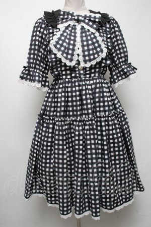 画像: axes femme kawaii / ギンガムチェック柄ワンピース M 黒 S-25-04-23-064-AX-OP-AS-ZS