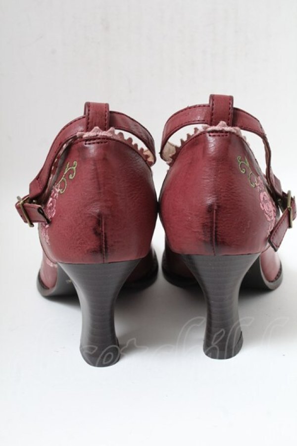 画像3: axes femme / ローズ刺繍パンプス M ワイン S-25-04-23-005-AX-SH-AS-ZS (3)