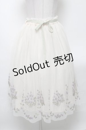画像: an another angelus / ライラック刺繍チュールスカート  オフｘラベンダー S-25-04-23-078-CA-SK-AS-ZS