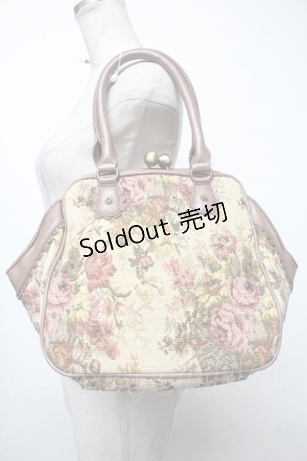 画像3: axes femme / ゴブランがま口バッグ  ブラウン S-25-04-23-018-AX-BG-AS-ZS (3)