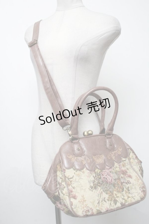 画像4: axes femme / ゴブランがま口バッグ  ブラウン S-25-04-23-018-AX-BG-AS-ZS (4)