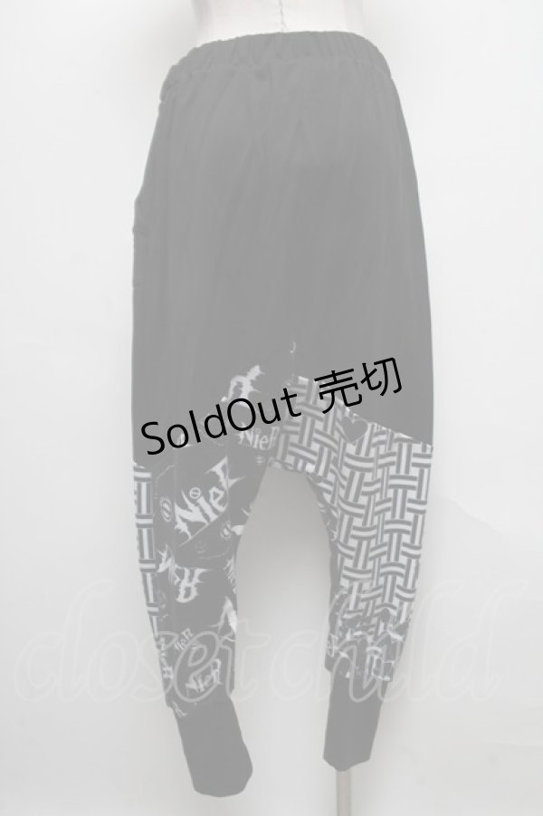 画像2: NieR Clothing / 転写プリントサルエルパンツ  黒 S-25-04-25-059-PU-PA-HR-ZS (2)
