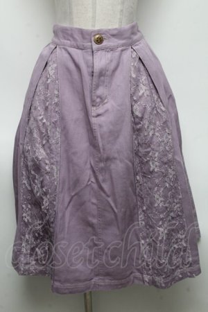 画像: axes femme / レース切替ロングスカート  パープル S-25-04-25-067-AX-SK-AS-ZS