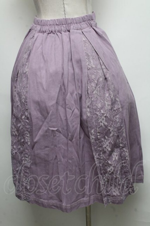 画像2: axes femme / レース切替ロングスカート  パープル S-25-04-25-067-AX-SK-AS-ZS (2)