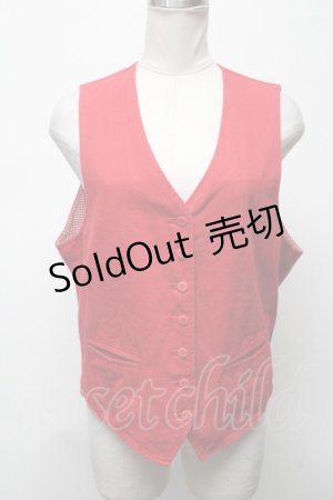 画像: PINK HOUSE / デニムベスト  赤 S-25-04-25-014-LO-TO-AS-ZS