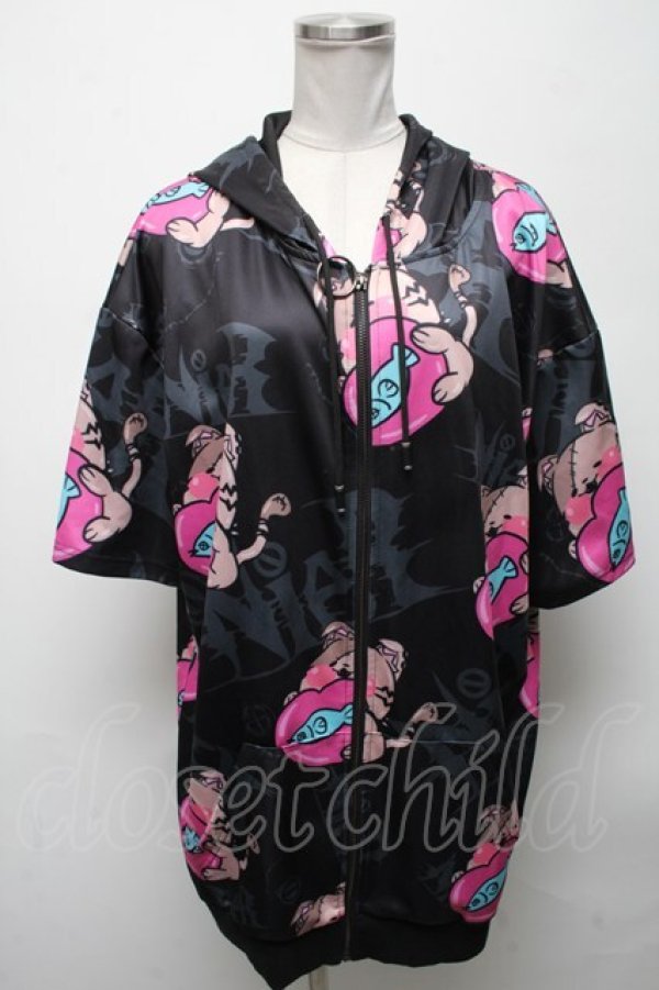 画像1: NieR Clothing / 半袖パーカー  黒 S-25-04-25-019-PU-TO-AS-ZS (1)