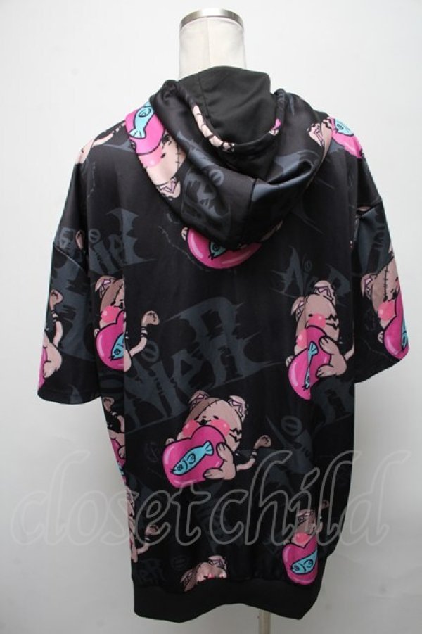 画像2: NieR Clothing / 半袖パーカー  黒 S-25-04-25-019-PU-TO-AS-ZS (2)