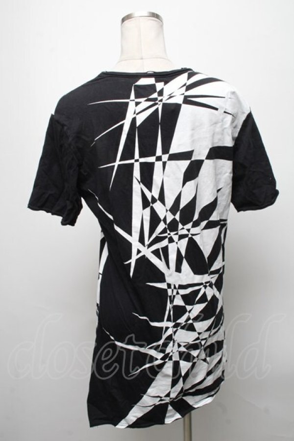 画像2: CIVARIZE / ジオメトリック総柄変形ロングTシャツ 44 黒ｘ白 S-25-04-25-023-GO-TS-AS-ZS (2)