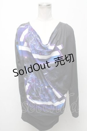画像: CIVARIZE / Mover プリンテッドドレープカットソー 44 黒 S-25-04-25-025-GO-TO-AS-ZS