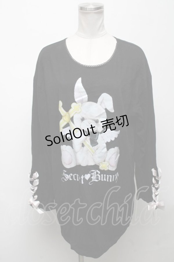 画像1: Secret Honey / ウサギプリントTシャツ  黒 S-25-04-25-026-CA-TS-AS-ZS (1)