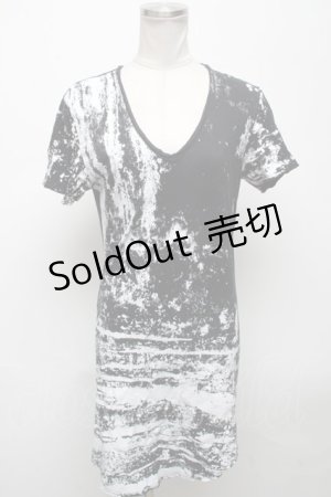 画像: CIVARIZE / サイドZIP総柄ロングTシャツ 44 黒ｘ白 S-25-04-25-028-GO-TS-AS-ZS