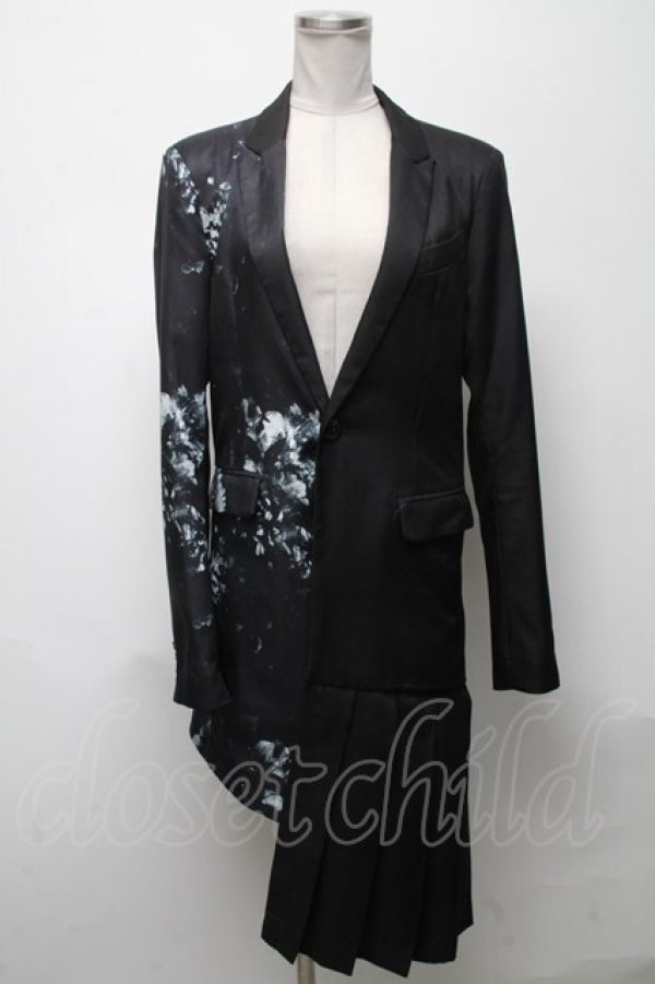 画像1: CIVARIZE / アシンメトリープリーツロングテーラードジャケット 44 黒 S-25-04-25-035-GO-JA-AS-ZS (1)