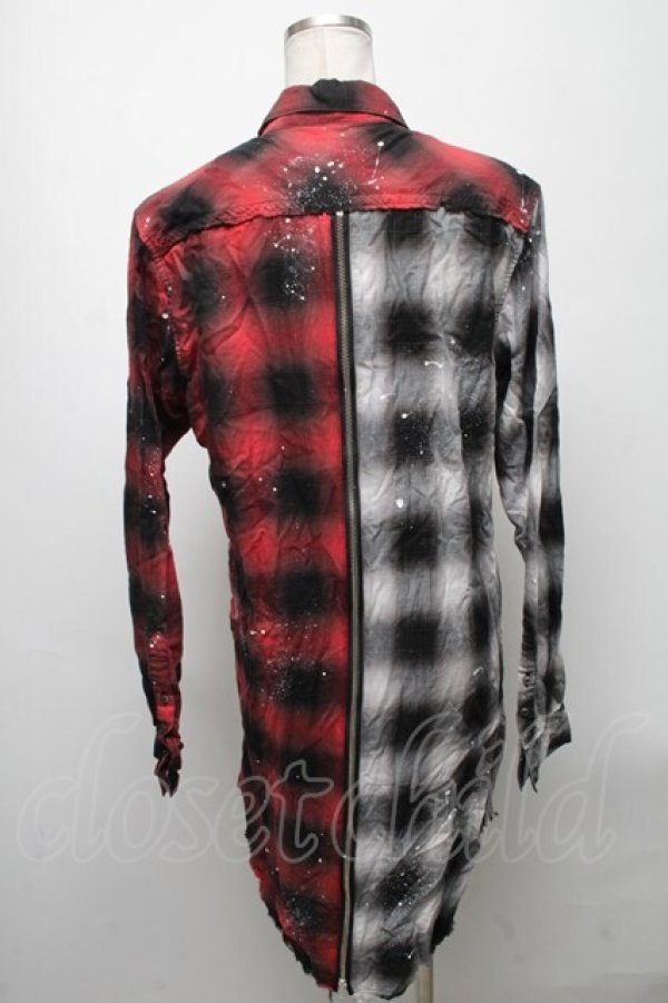 画像2: CIVARIZE / バックZIPドッキングチェックシャツ 44 赤ｘ白 S-25-04-25-037-GO-BL-AS-ZS (2)