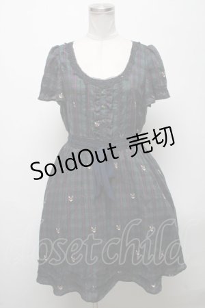 画像: axes femme / チェックCATワンピース  グリーン S-25-04-25-038-AX-OP-AS-ZS