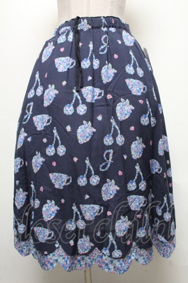 画像1: Jane Marple / Bonjour Millefleursのスカート  紺 S-25-04-25-046-JM-SK-AS-ZS (1)