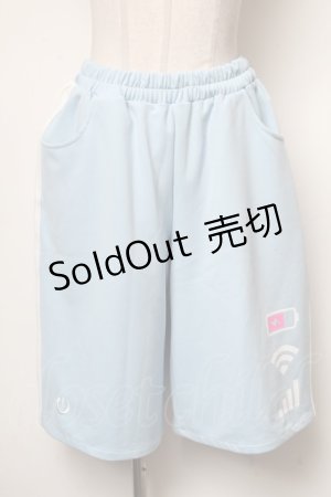 画像: LISTEN FLAVOR / 只今充電中ジャージハーフパンツ  サックス S-25-04-27-080-PU-TS-AS-ZS