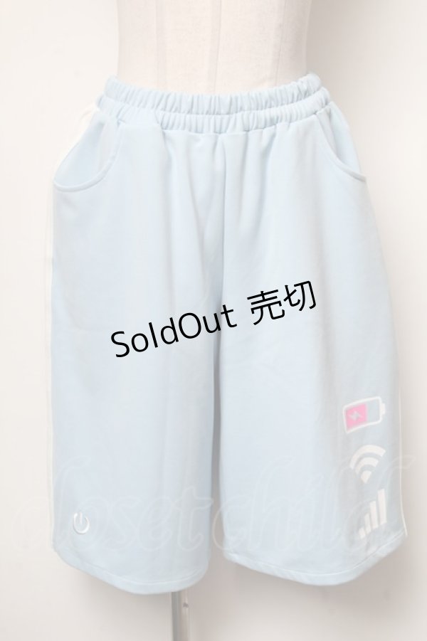 画像1: LISTEN FLAVOR / 只今充電中ジャージハーフパンツ  サックス S-25-04-27-080-PU-TS-AS-ZS (1)