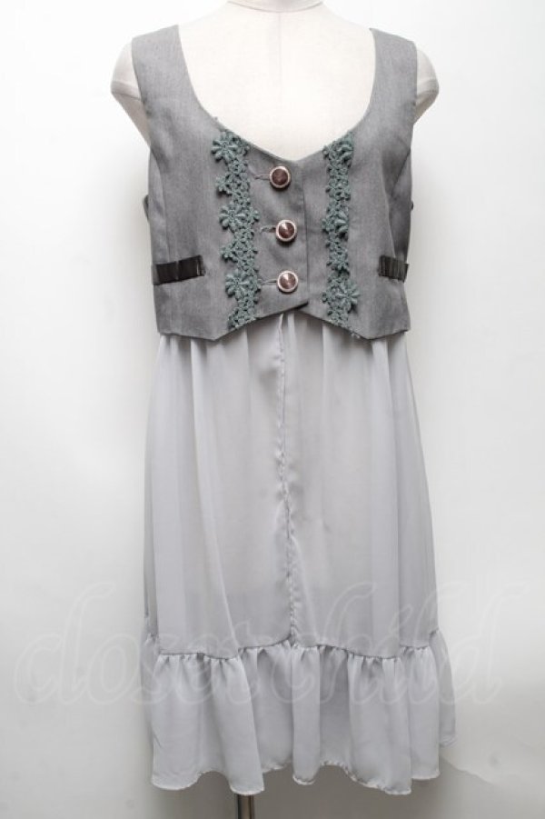 画像1: axes femme POETIQUE / ロング丈シフォンベスト  グレー S-25-04-27-028-AX-TO-HR-ZS (1)