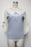 画像1: axes femme POETIQUE / リボンレース袖カットプルオーバー  サックス S-25-04-27-029-AX-TO-HR-ZS (1)