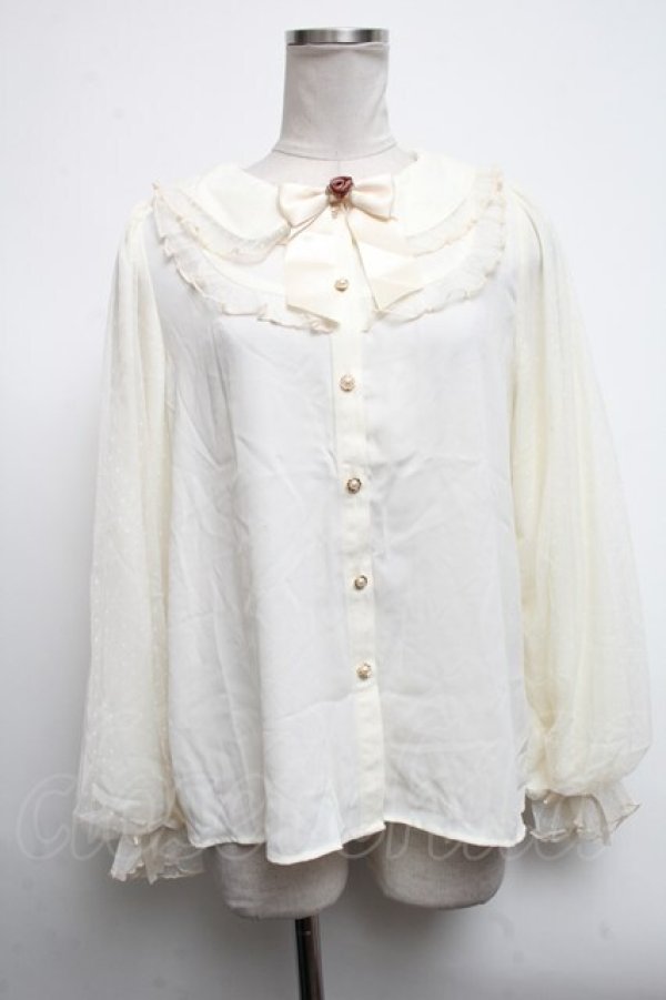 画像1: axes femme kawaii / ドットチュールローズブラウス  キナリ S-25-04-28-007-AX-BL-HR-ZS (1)