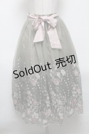 画像: axes femme / グラデチュール刺繍スカート  カーキ S-25-04-28-056-AX-SK-HR-ZS