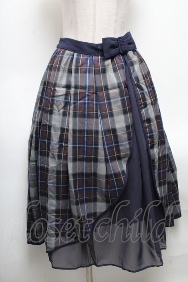 画像1: axes femme POETIQUE / リボンベルトロングスカート  紺 S-25-04-28-067-AX-SK-HR-ZS (1)