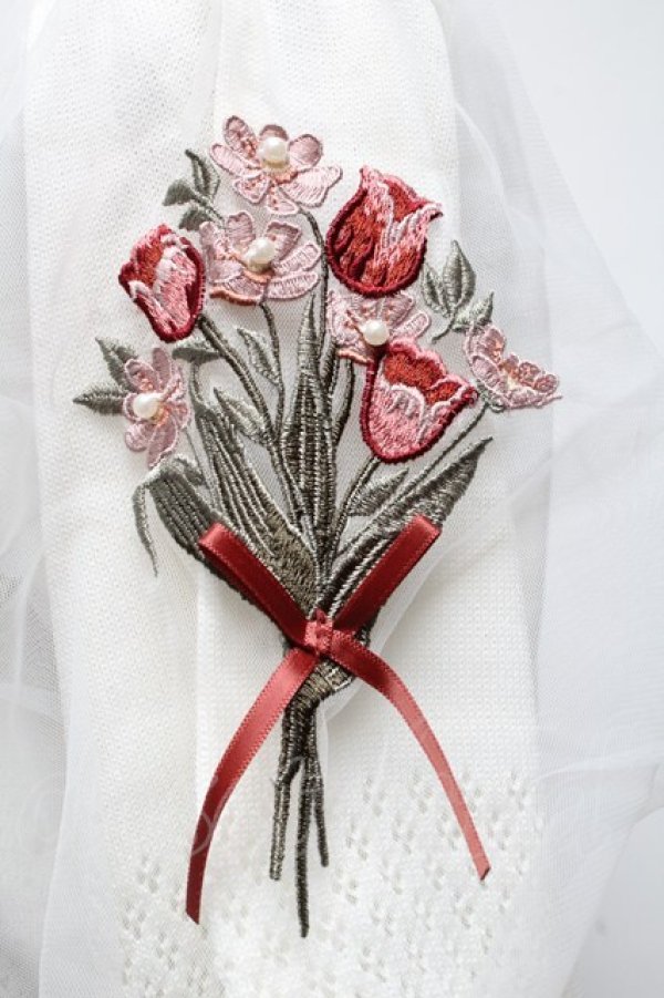 画像3: axes femme / ブーケ刺繍ショートカーデ  白 S-25-04-28-009-AX-TO-HR-ZS (3)