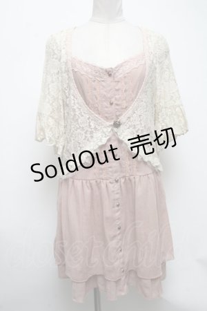 画像: axes femme / レースレイヤード風チュニック  ピンクｘオフ S-25-04-28-012-AX-TO-HR-ZS