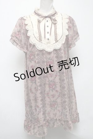 画像: axes femme / レトロ花柄ブラウスチュニック  ピンク S-25-04-28-017-AX-OP-HR-ZS