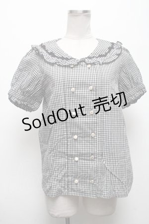 画像: axes femme POETIQUE / ダブル釦セーラーブラウス  黒ｘ白 S-25-04-28-022-AX-BL-HR-ZS
