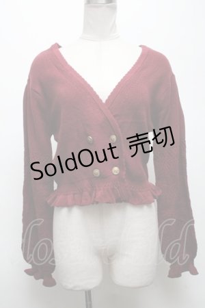 画像: axes femme / バックレースアップルーズネックカーディガン  ワイン S-25-04-28-023-AX-TO-HR-ZS