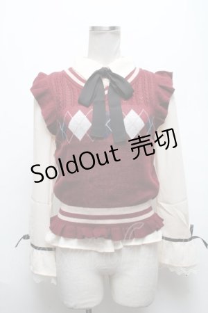 画像: axes femme POETIQUE / アーガイルニットベスト付きブラウス  ベージュ S-25-04-28-024-AX-TO-HR-ZS