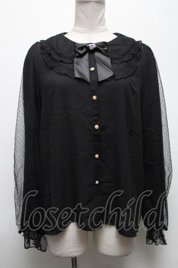 画像1: axes femme kawaii / ドットチュールローズブラウス  黒 S-25-04-28-025-AX-BL-HR-ZS (1)