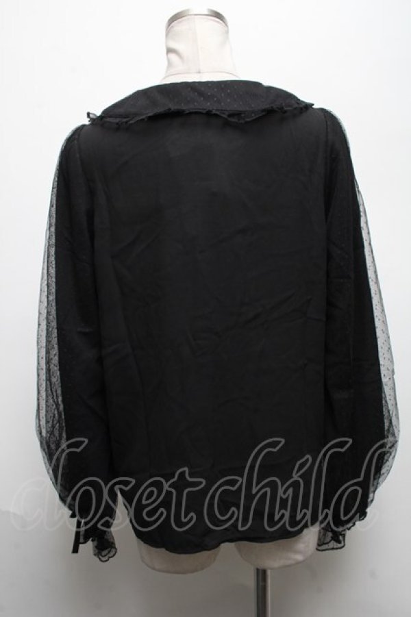 画像2: axes femme kawaii / ドットチュールローズブラウス  黒 S-25-04-28-025-AX-BL-HR-ZS (2)