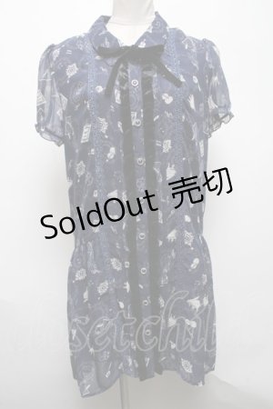 画像: axes femme / 楽器柄チュニック  紺 S-25-04-28-026-AX-OP-HR-ZS