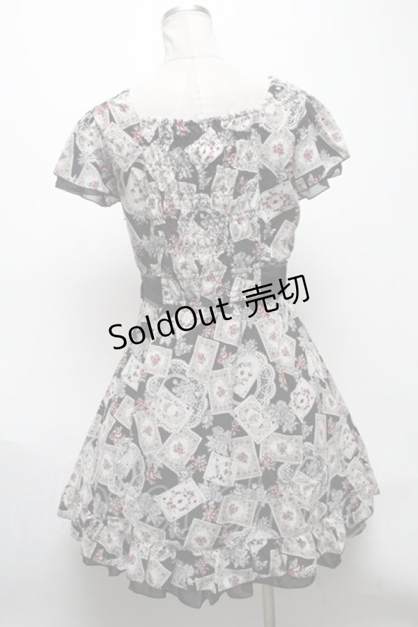 画像2: axes femme / ローズ＆トランプ柄チュニックワンピース  黒 S-25-04-28-028-AX-TO-HR-ZS (2)