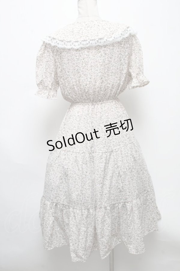画像2: axes femme POETIQUE / ビッグ襟花柄ワンピース  白 S-25-04-28-030-AX-OP-HR-ZS (2)