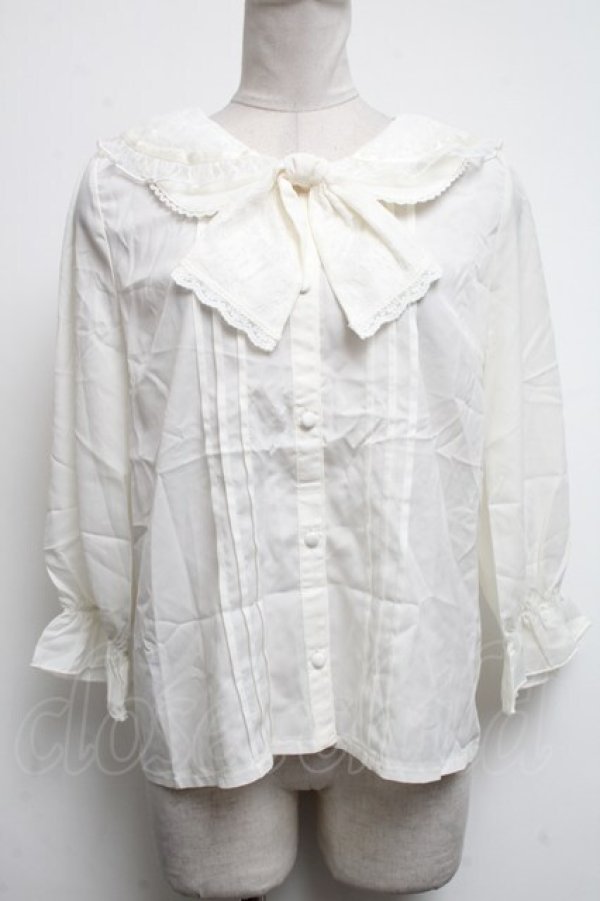 画像1: axes femme POETIQUE / リボン付きダブルカラーブラウス  キナリ S-25-04-28-005-AX-BL-HR-ZS (1)